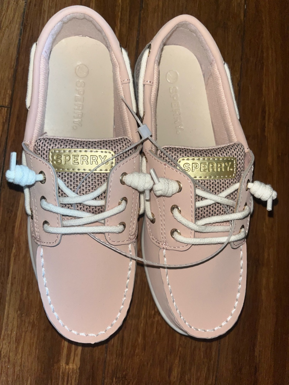 Sperry Kids Blush Pink Boat Shoes with Gold Logo
